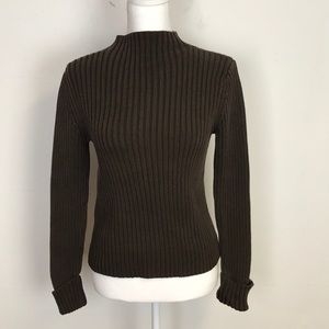 Ann Taylor Women's Brown Ribbed Knit Crop Sweater